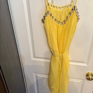Elegant Yellow Dress with Silver Accents